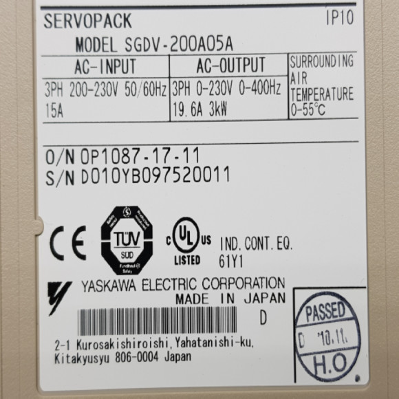[New Other] YASKAWA / SGDV-200A05A / SERVOPACK, 3kW, 1pcs