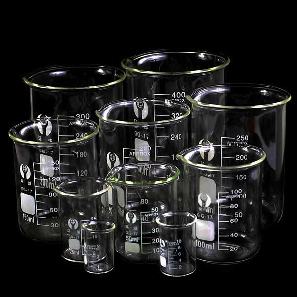5ml-3000ml Lab Chemistry Borosilicate Glass Beaker Glassware w/ Handle Measuring