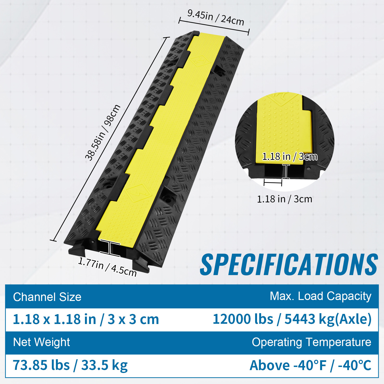 VEVOR 5 PCs Cable Protector Ramp 2 Channel 12000 lbs Load Wire Cable Cover Ramp