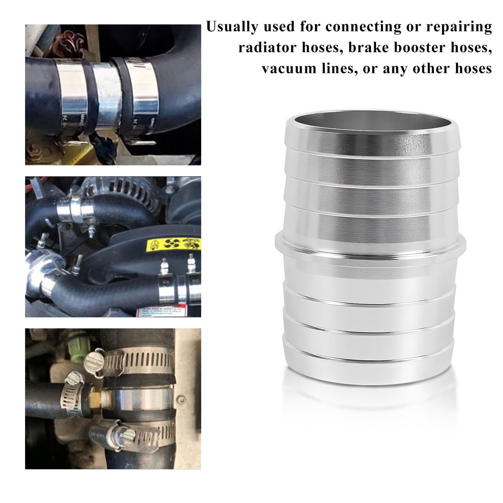 2 PCS Radiator Hose Barb Fittings, 1-1/2 Inches Aluminium Alloy Hose Barb Connec