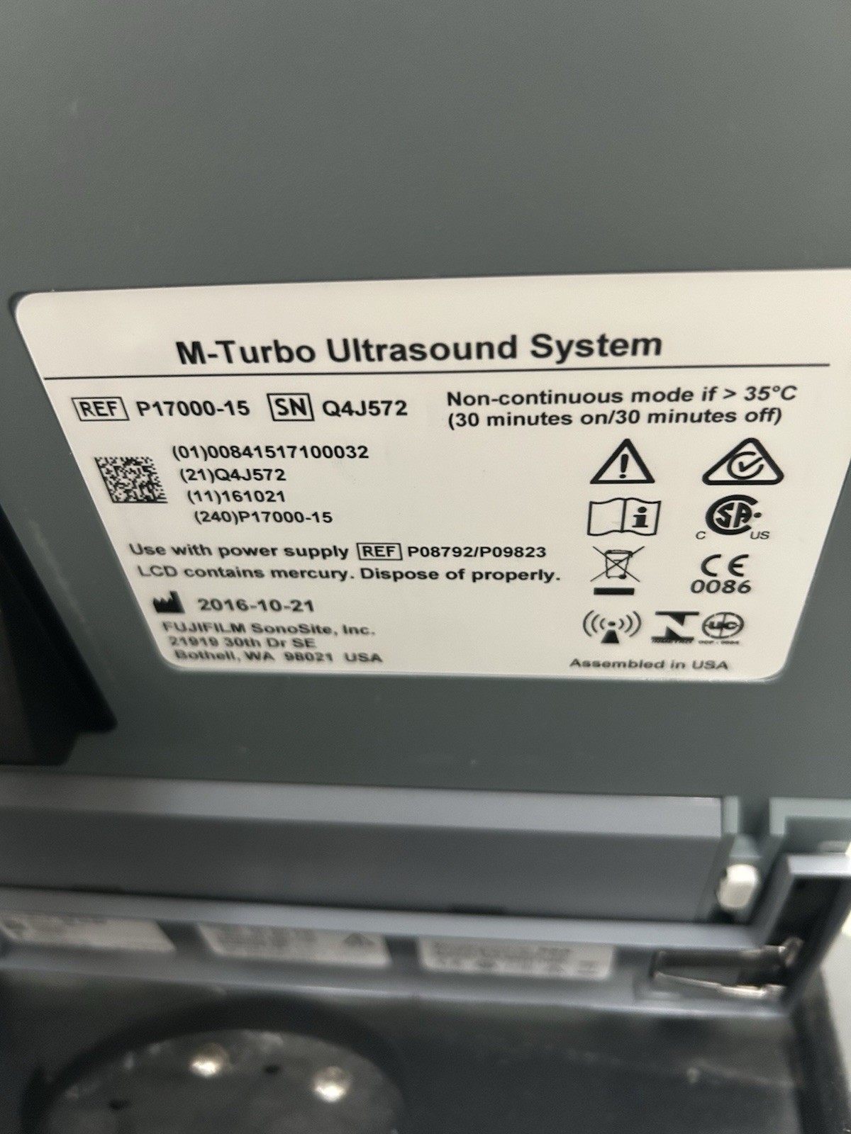 Sonosite M-turbo ultrasound With 13-6 Mhz Transducer and 5-1 Mhz Transducer
