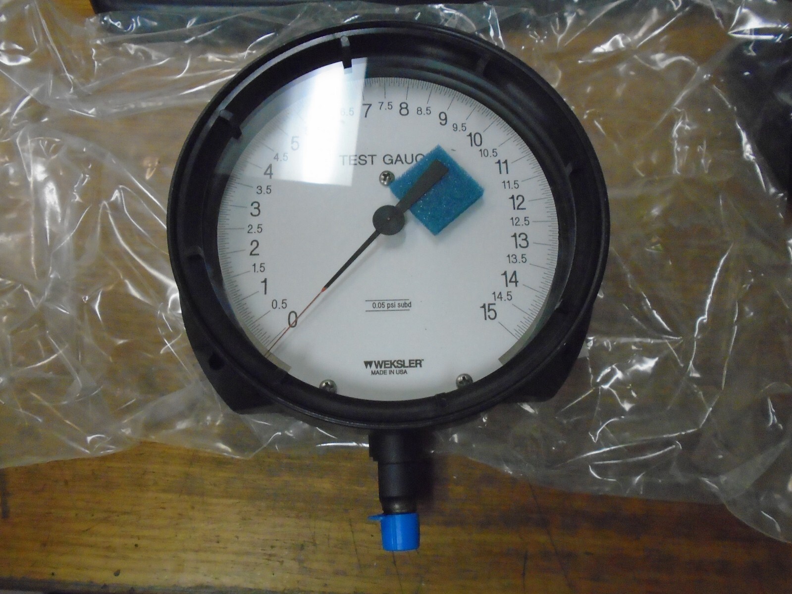 NOS! Weksler Test Gauge 6″ 0-15 PSI, 0.05 psi subd P/N: TA164PC4LWXX