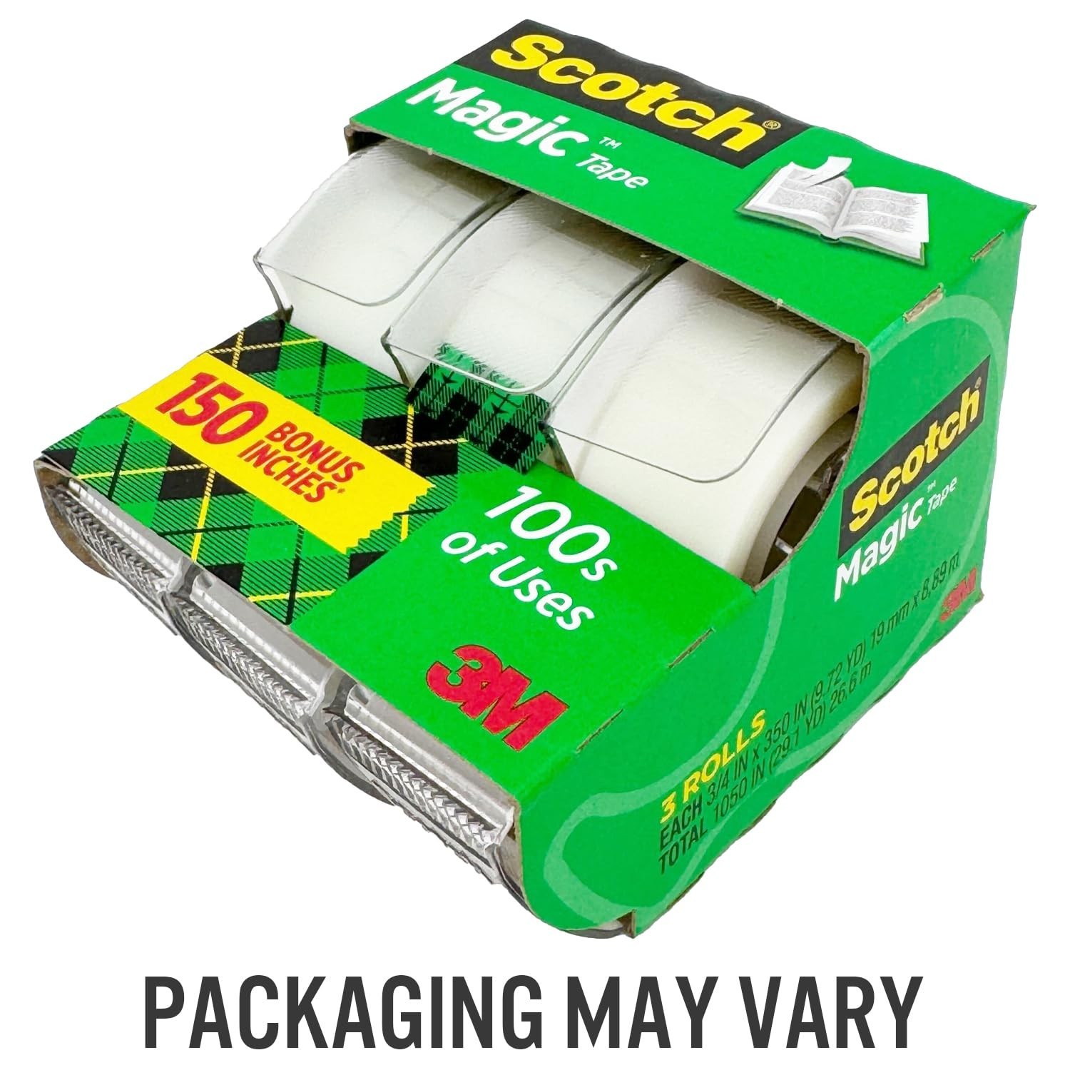 Scotch Magic Tape With Dispensers Transparent 0.75in X 350in Rolls – Lot of 12