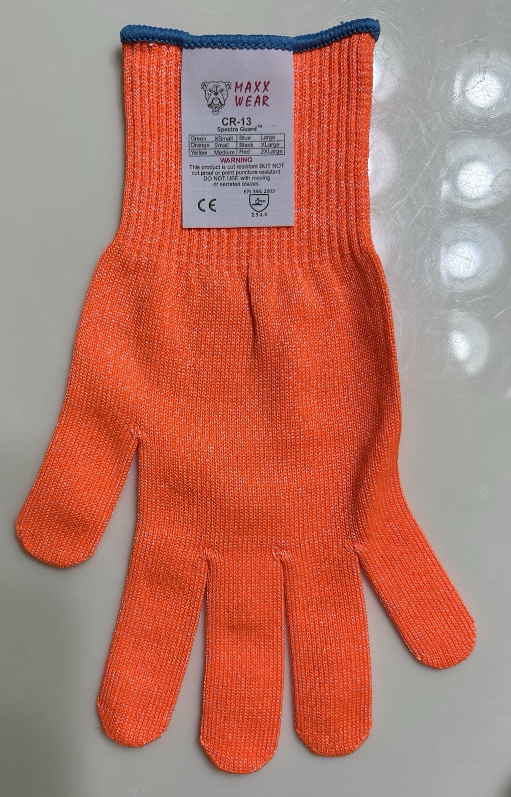 NEW Maxx Wear Cut Resistant Orange Glove CR-13631-OR-L Ambidextrous