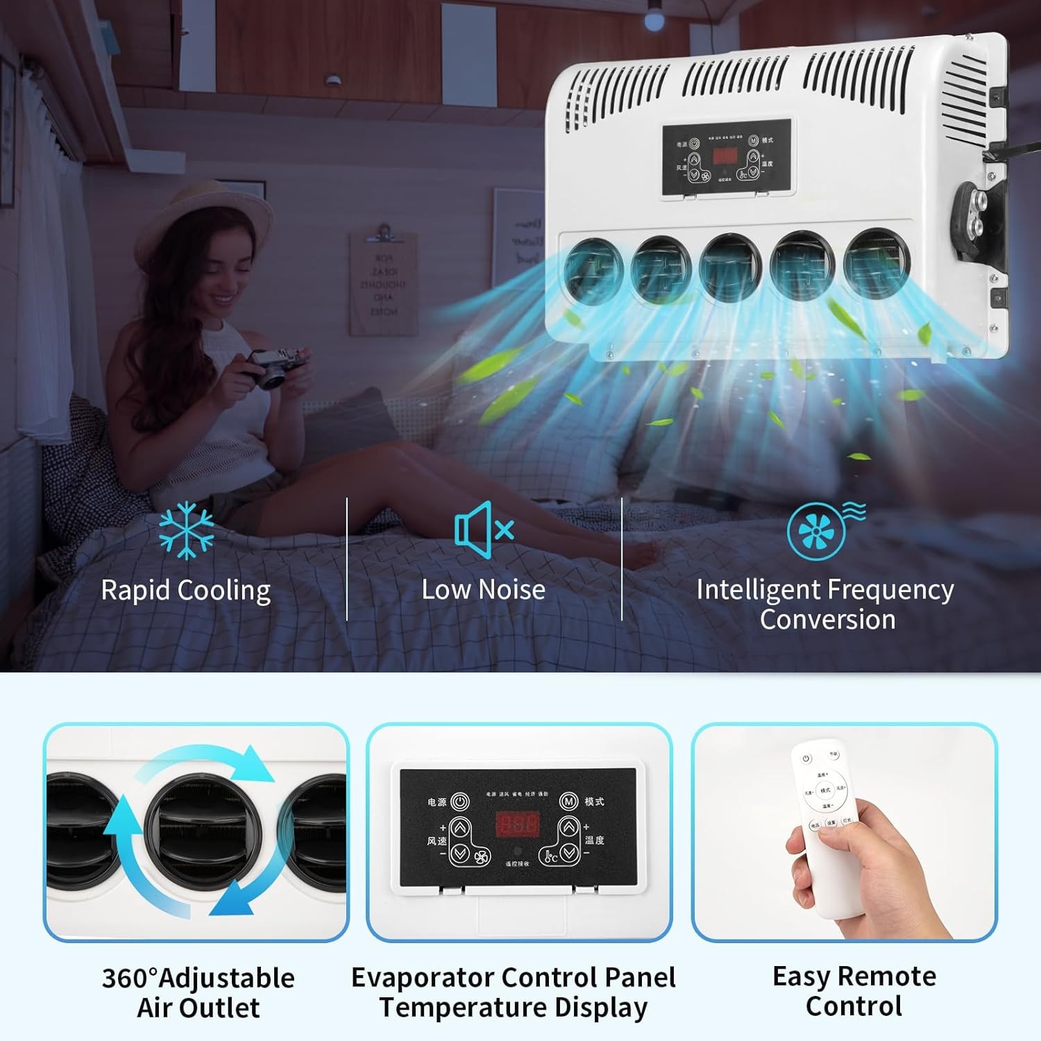 12V 11000 BTU Truck Air Conditioner Split AC Fits Semi Trucks Bus RV Caravan
