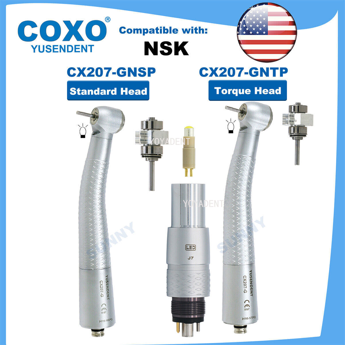 COXO Dental Turbine Fiber Optic High Speed Handpiece LED Coupler 6 Pin Fit KAVO