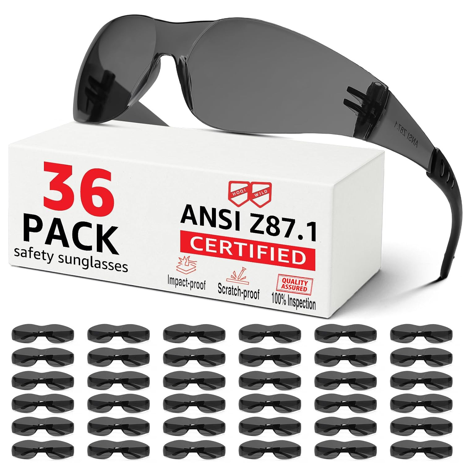 ANSI Z87.1 Clear Safety Glasses for Men and Women 36Pack, Scratch&Impact-Resista