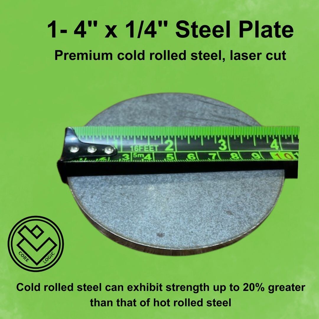(4) -1/4″ Round Steel Plates, 4″ diameter, Cold Rolled Steel, Disk, Circle
