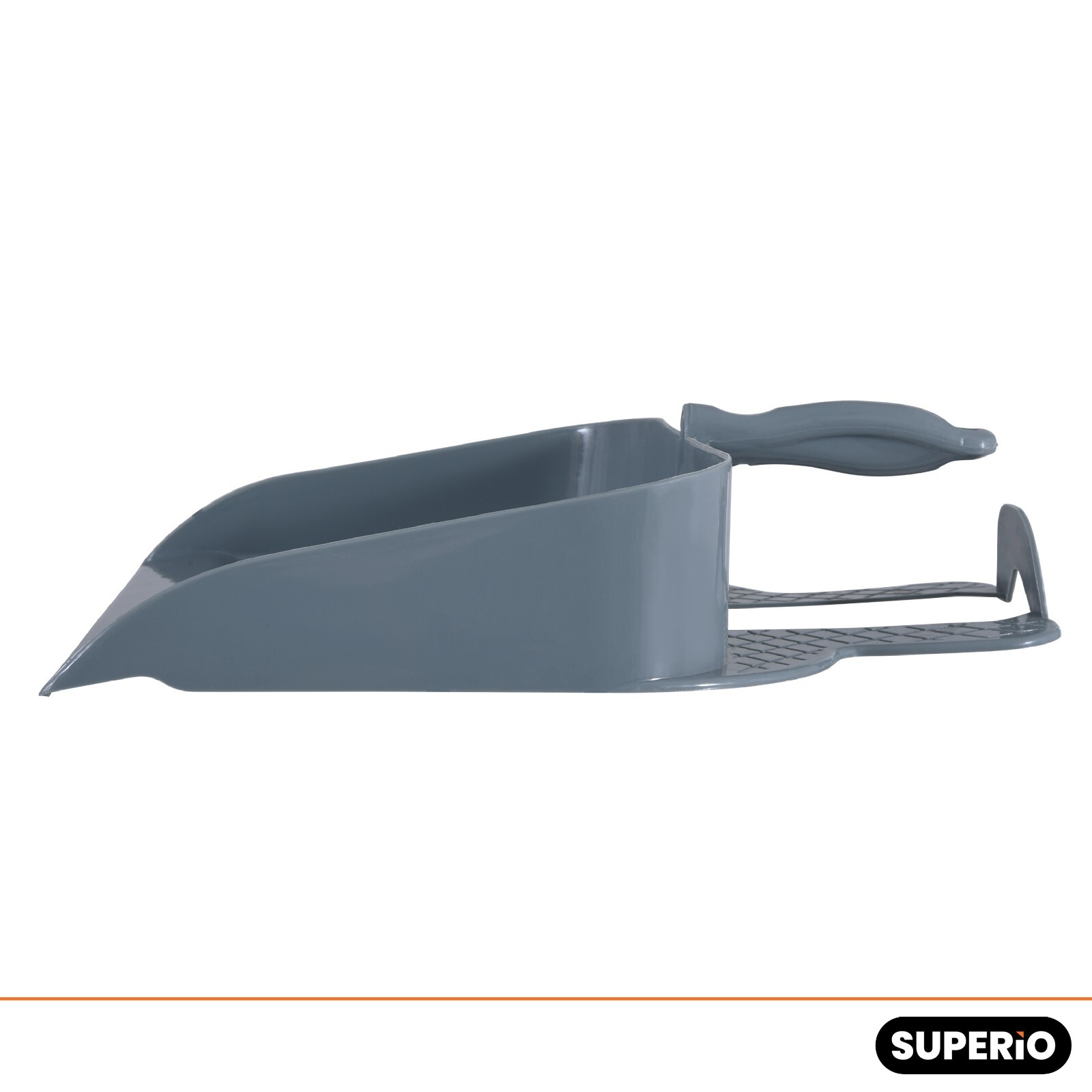 Superio Heavy-Duty Durable Plastic Step Dustpan for Indoor and Outdoor Use, Grey