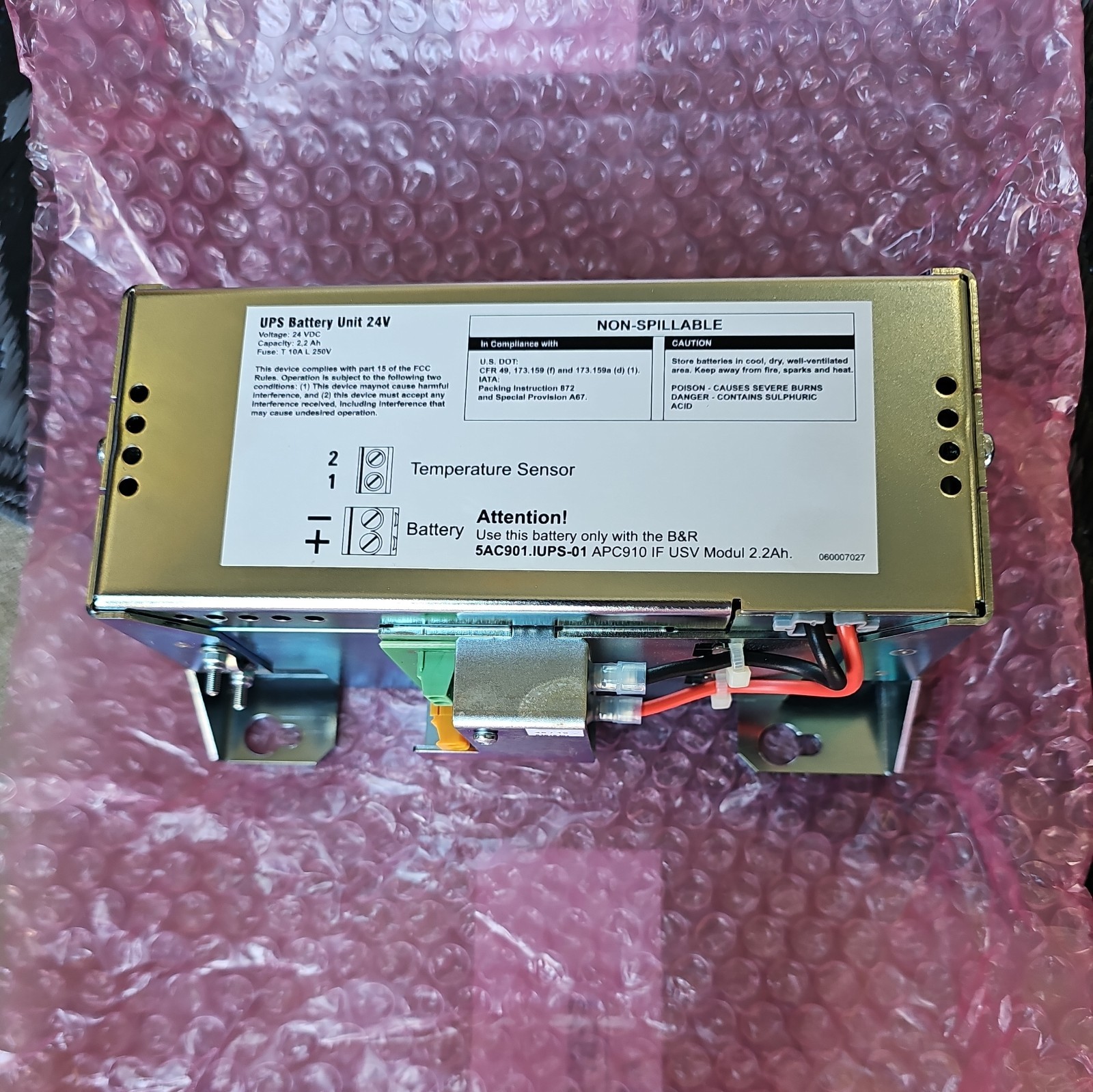BRAND NEW B&R Automation 5AC901.BUPS-01 UPS Battery Unit, 24V, 2.2 Ah, Lead Acid