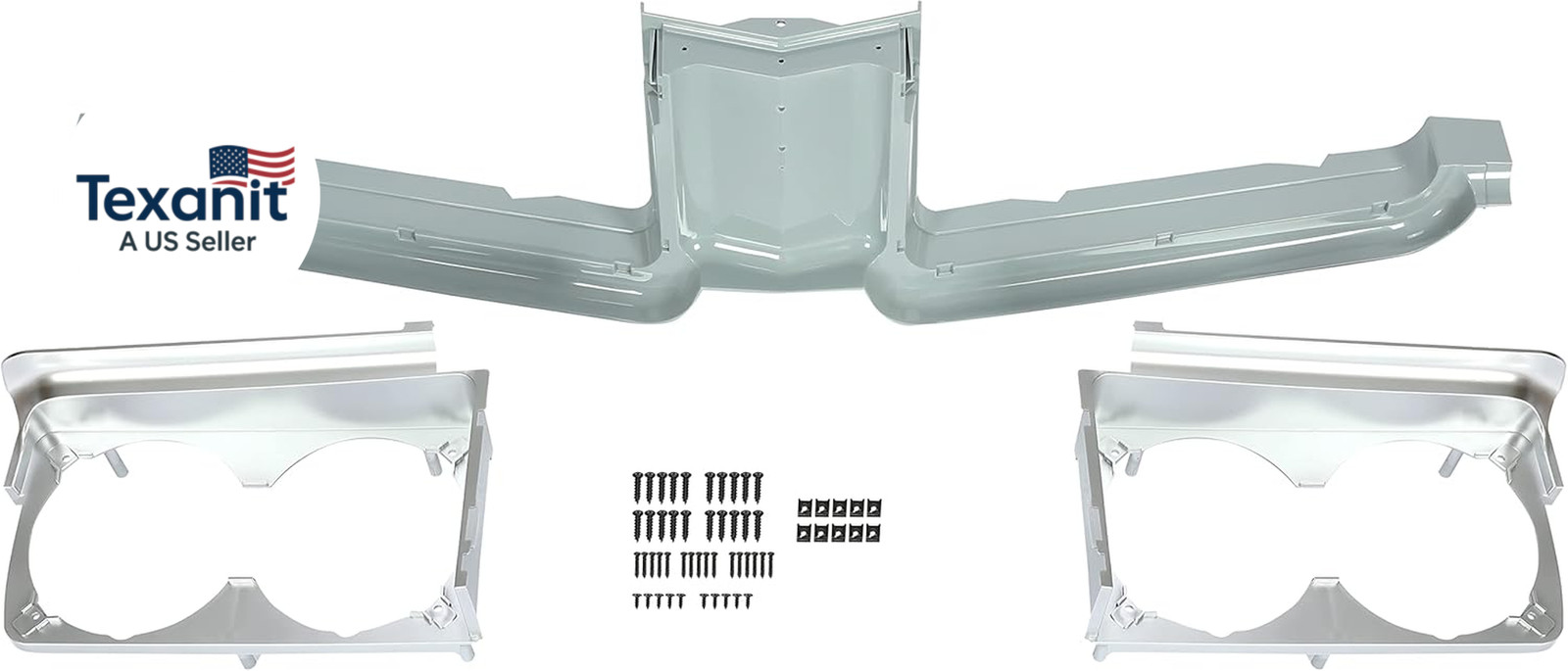 Grille Center Stone Shield + Headlamp Housing Compatible with 1971-1972 Oldsmobi