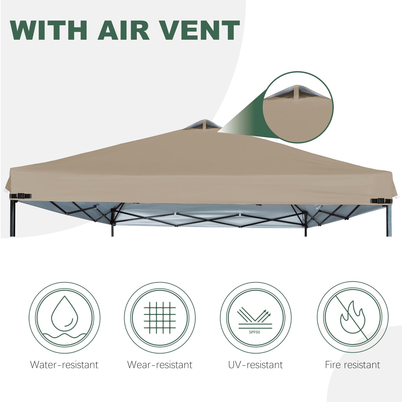 Jancanopy Canopy Replacement Top Silver Coated Air Vent Upgraded Adjustable