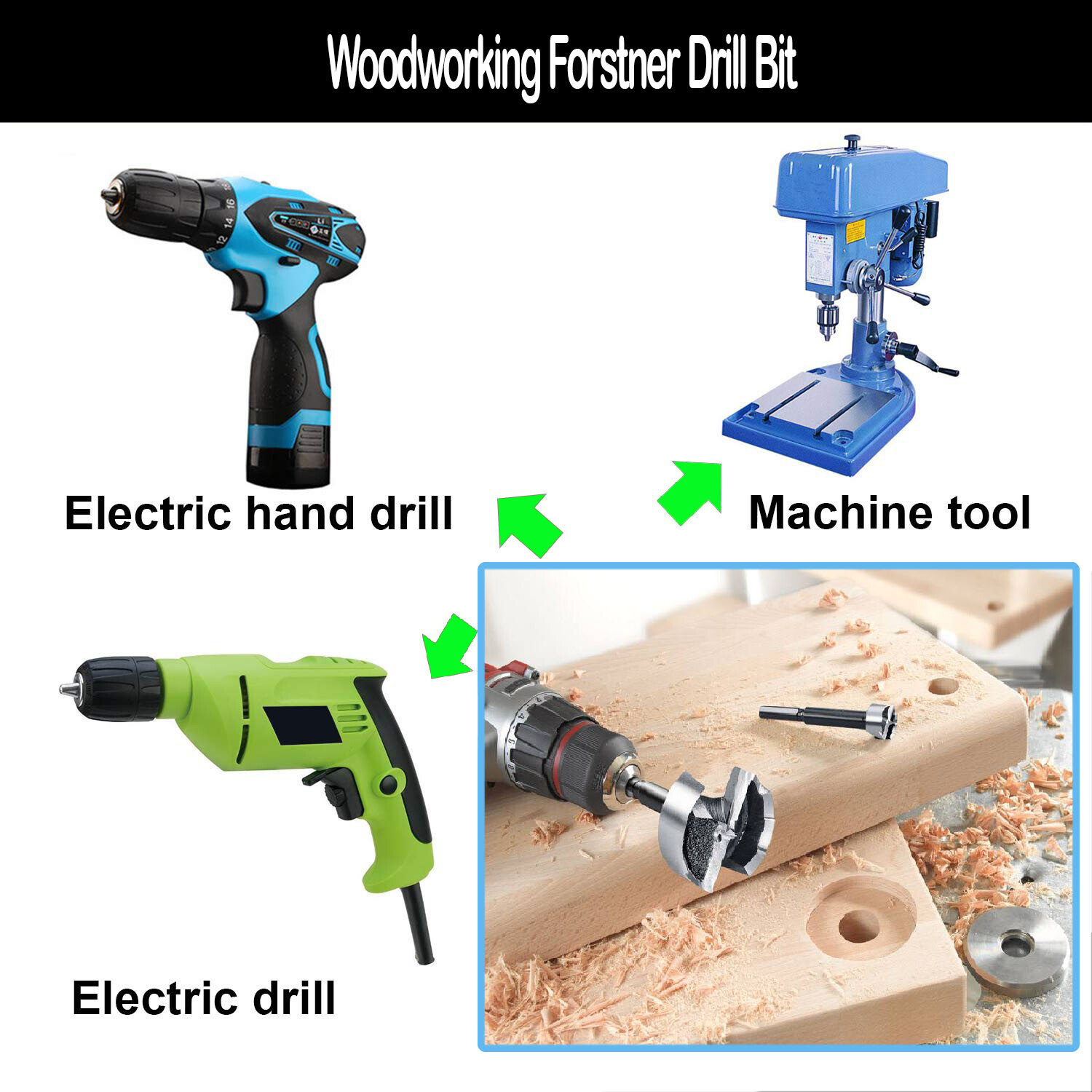 Forstner Drill Bit Woodworking Hole Cutter Saw Hinge Round Shank Wood Boring Bit