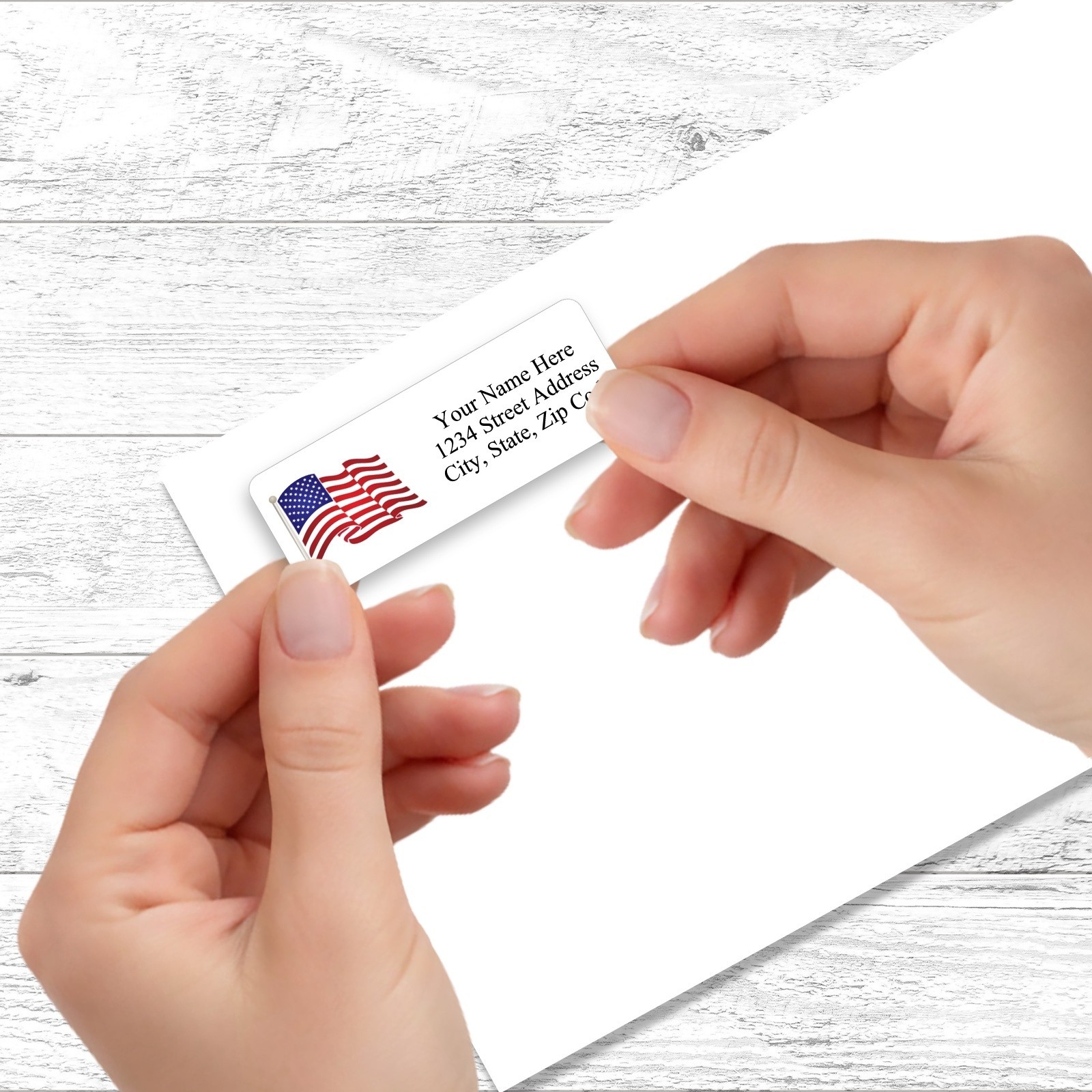 400 Personalized Return Address Labels Stickers 1/2 x 1 3/4 Waving American Flag