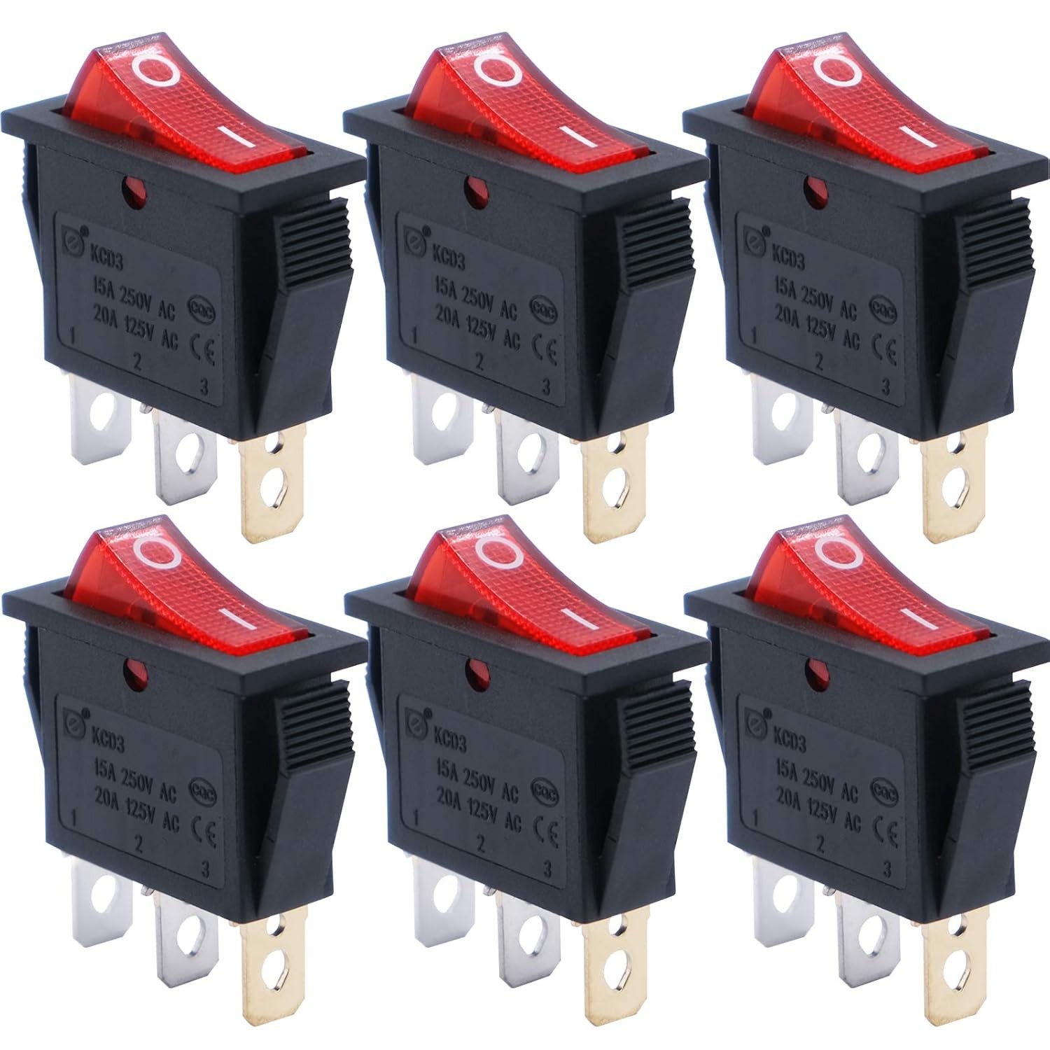 Mxuteuk 3Pcs Waterproof Momentary Rocker Switch (On)/Off/(On), DC 12V 10A Toggle