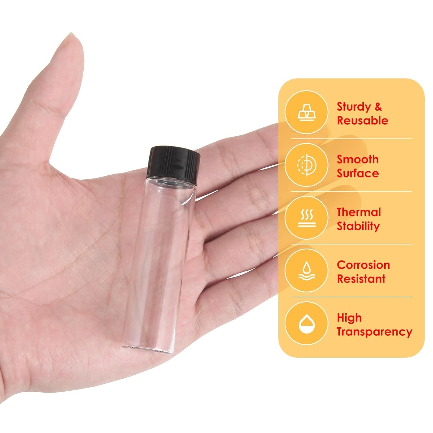 Durable 20ml Borosilicate Glass Vials – Leak-Proof with Caps & Stoppers (12PCS)