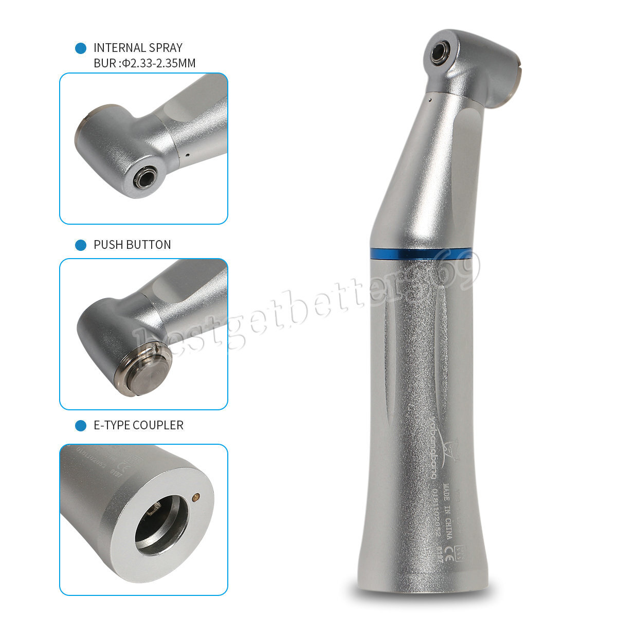 Dental Slow Low Speed Handpiece Push Contra Angle NSK Style Air Motor 4Holes