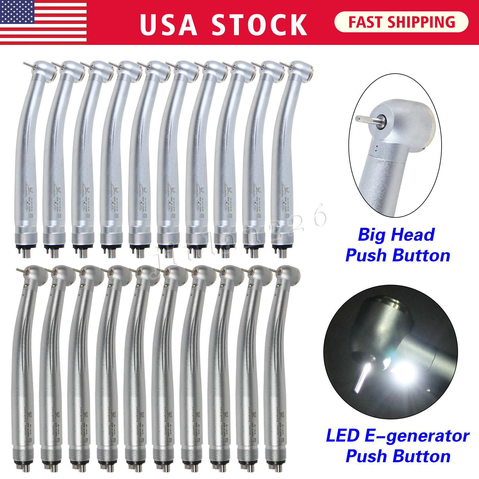 10* Yabangbang Dental (LED E-generator) High Speed Handpiece 2/4 holes For KaV