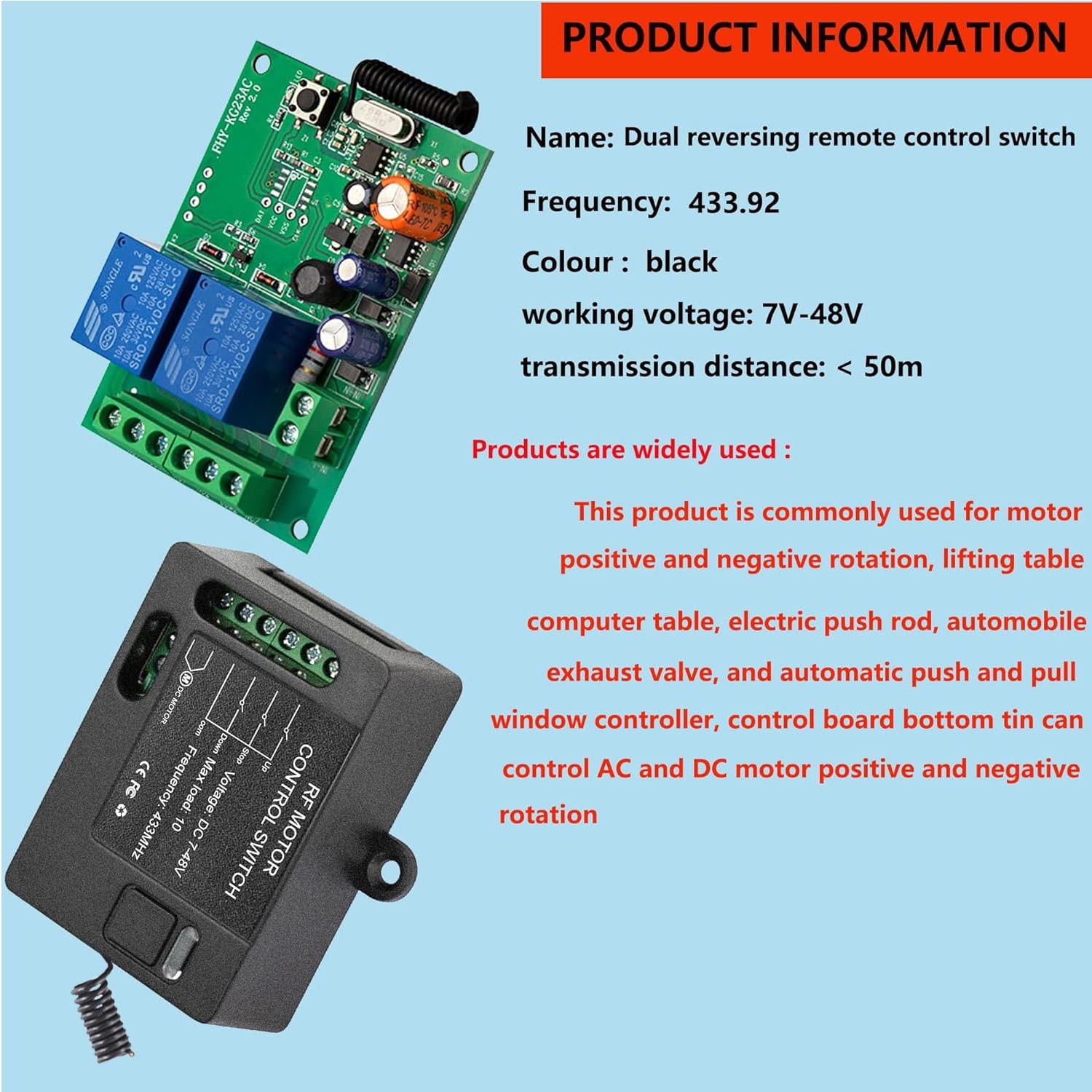 Forward Reverse Remote Switch,Linear Actuator 12V Remote Control Switch,DC7V4…