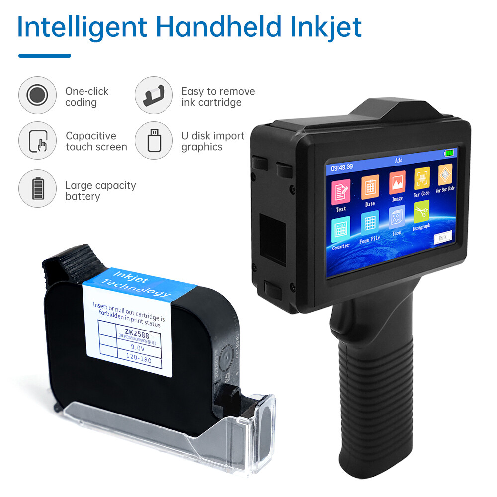 ToAuto Handheld Inkjet Printer Date QR Code Barcode Printing Logo Label Machine