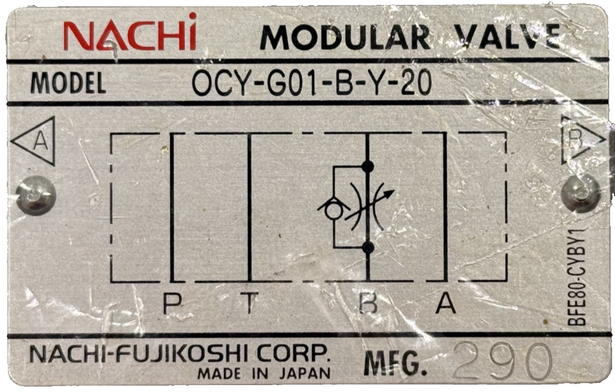 NEW NACHI OCY-G01-B-Y-20 FLOW REGULATOR MODULAR HYDRAULIC VALVE OCYG01BY20