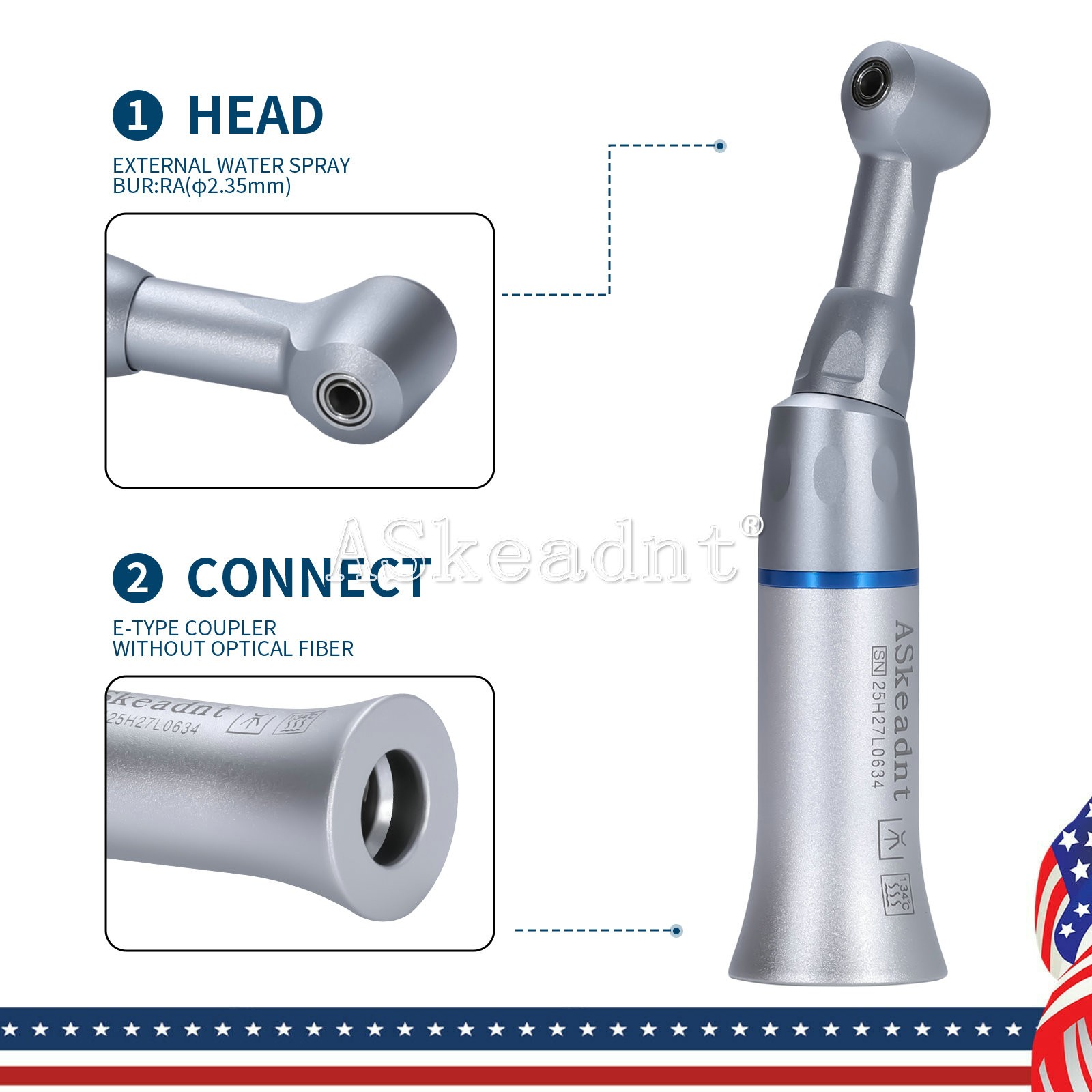 NSK Style Dental Push / Latch Head Contra Angle Handpiece Slow Low Speed EX203