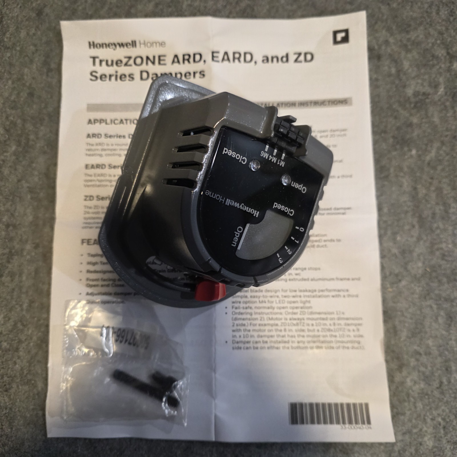 Honeywell M847D-ZONE/U Replacement Motor for Ard & Zd Zone Dampers, 24V-Open Box