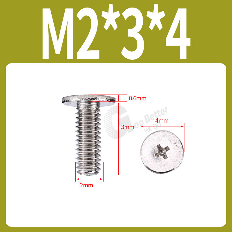 M2 M2.5 M3 M4 Laptop Computer Phillips Thin Flat Extra Big Large Head Screw