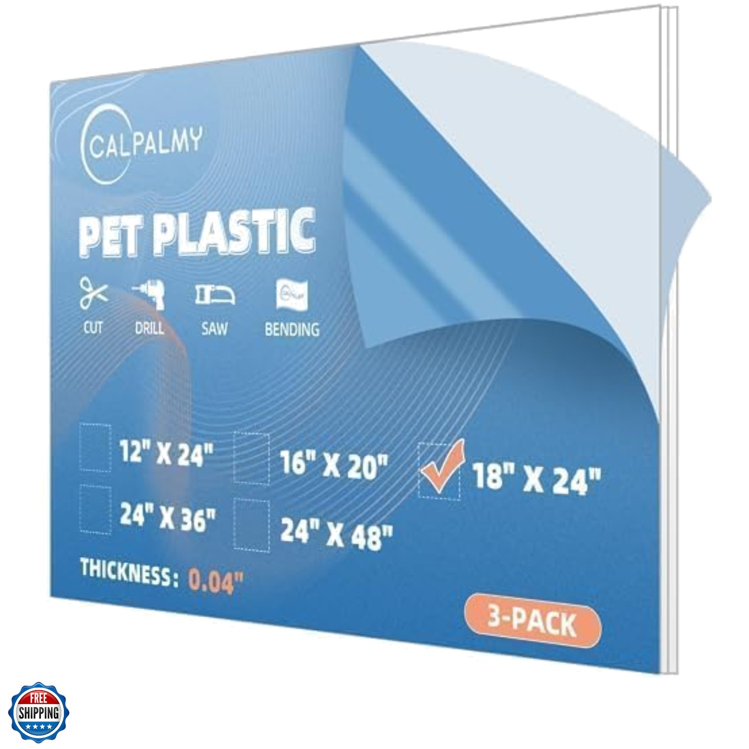 3 Pack PET Sheet Panels – 18″ x 24″ x 0.04″ Plexiglass – Quality Lightweight …
