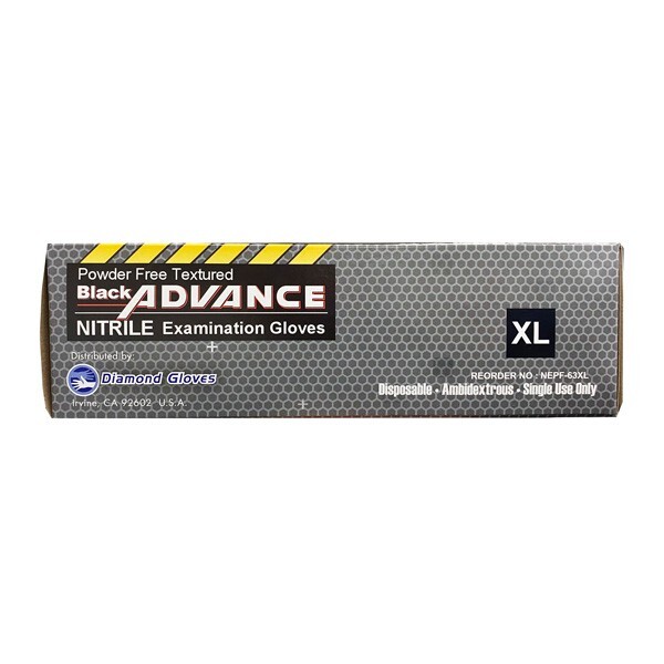 Advance IF63 Nitrile Exam Examination Gloves Thick 6 Mil Black Gloves 1000 Pcs