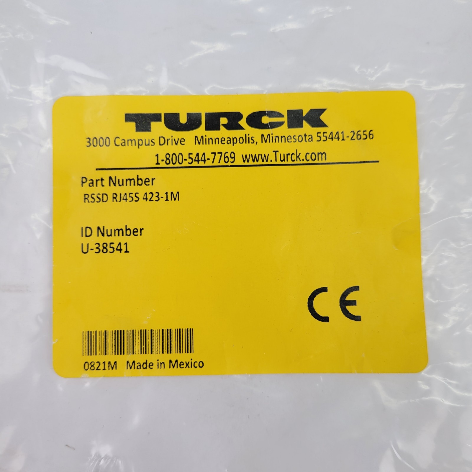 Turck RSSD RJ45S 423-1M Network Hybrid Cable, 4 Pin Male To RJ45S, 1M, U-38541