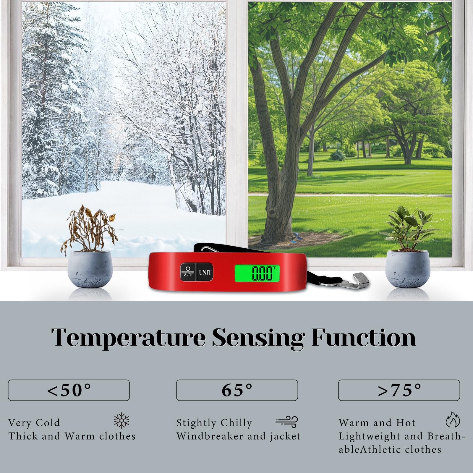 Luggage Scale 110 Lbs Weight 4 Unit Switching LCD Display Travel Digital Red