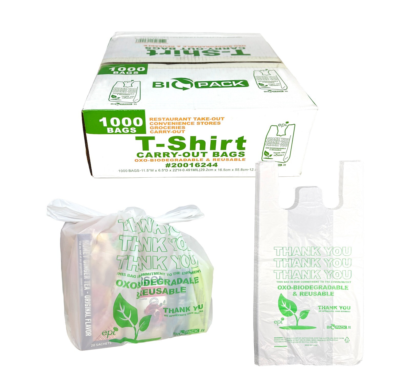 PLASTIC T SHIRT THANK YOU BAGS 22x 6.5 x 11.5 BIODEGRADABLE LOWEST PRICE