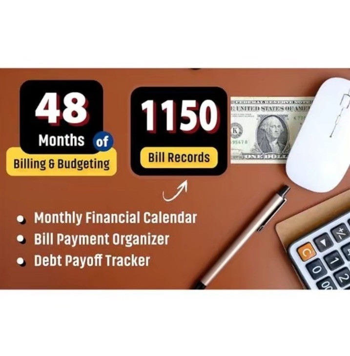 Buy 1 Get2Monthly Bill Payment Tracker Planner, Large Undated Monthly, 48 Months