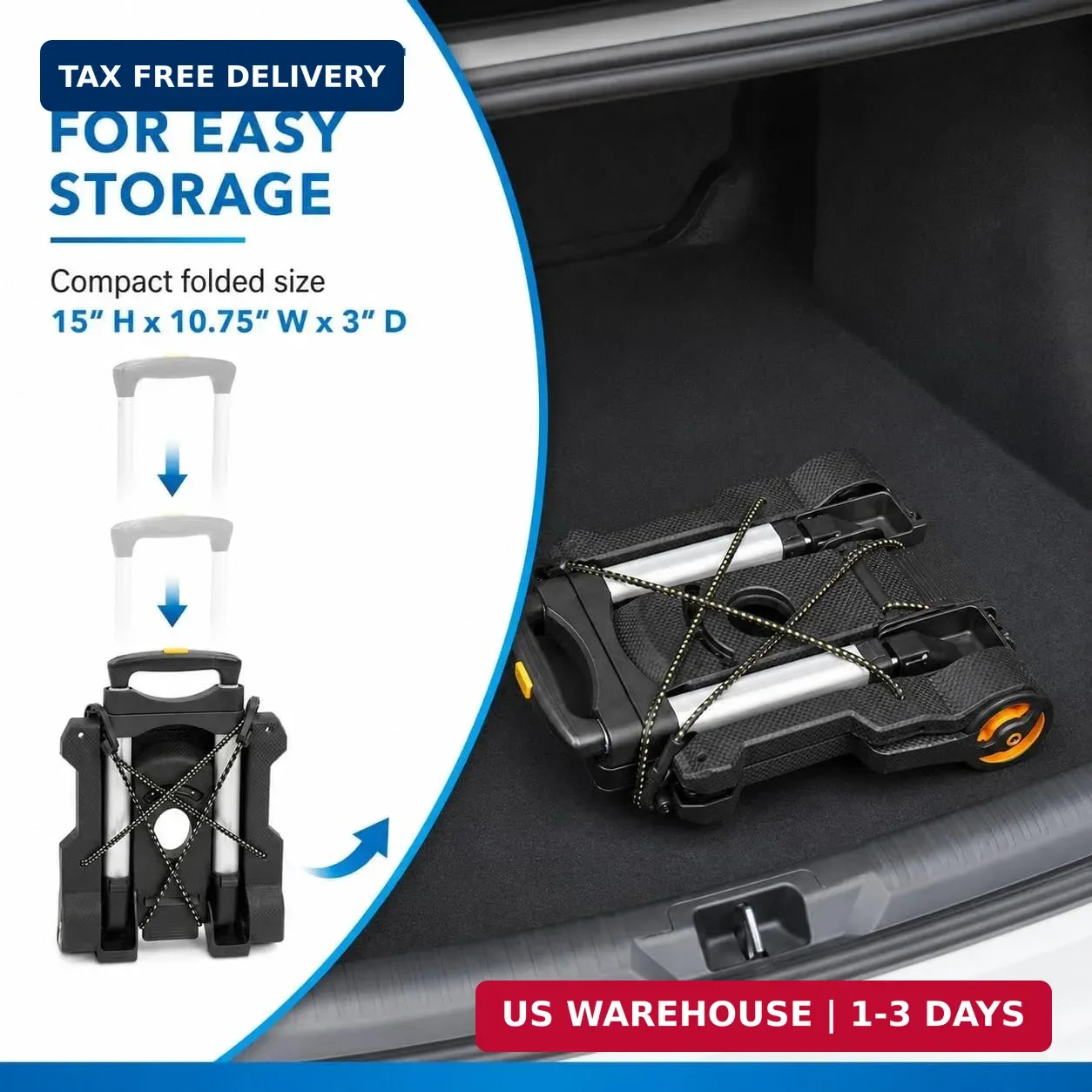 Mount-It! Folding Luggage Cart with Wheels, Foldable Hand Truck Dolly Carries 77