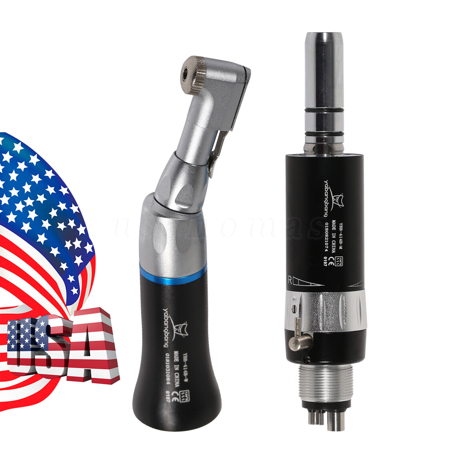Dental Low Slow Speed Handpiece Contra Angle Air Motor 4Holes NSK Style Black
