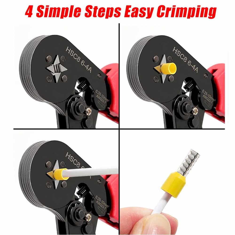 Ferrule Crimping Tool Kit AWG 23-7 Self-Adjustable Ferrel Crimper Kit W/ 1200Pcs