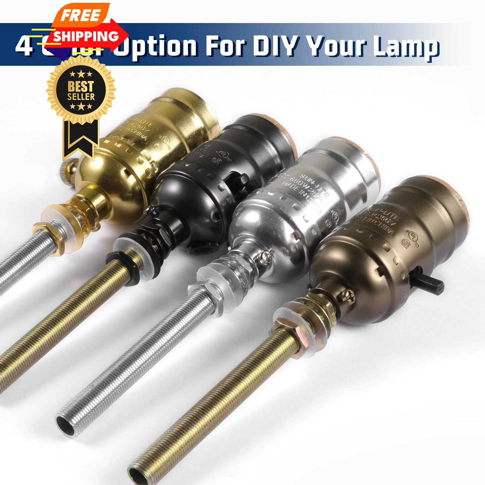 Antique Brass Lamp Repair Hardware Kit – 5 Sizes, 60 One Size,