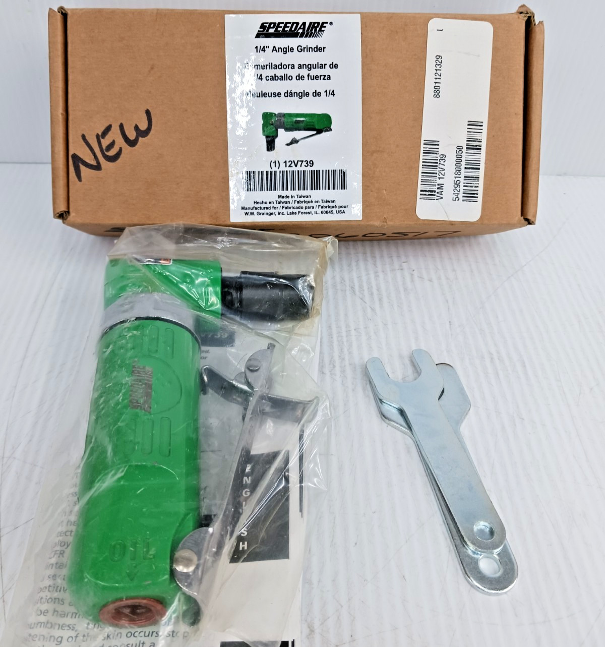 New Speedaire 12V739 Angle Grinder 1/4″ New in Factory Box