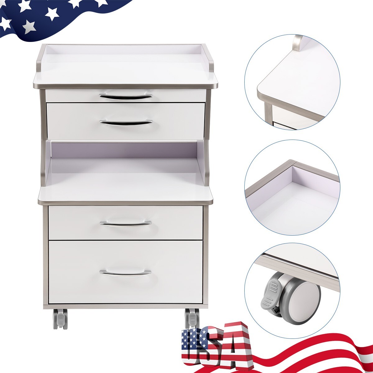 Dental Multi-Function Mobile Cart with 3/4/5 Drawers Medical Rolling Cart