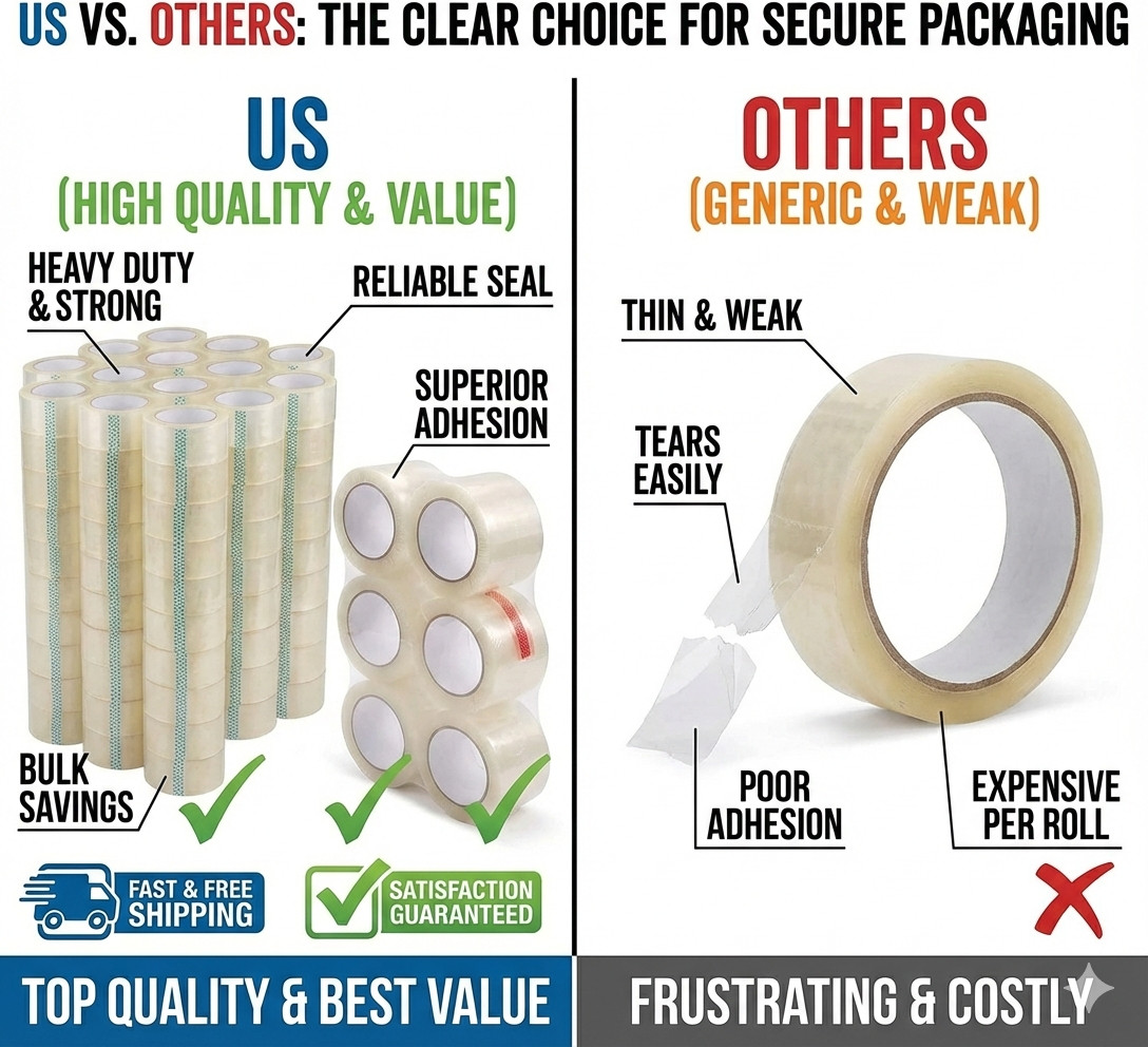 1-36 Rolls 2″ x 110yd Clear Packing Tape 330ft Heavy Duty Shipping Sealing 2 Mil