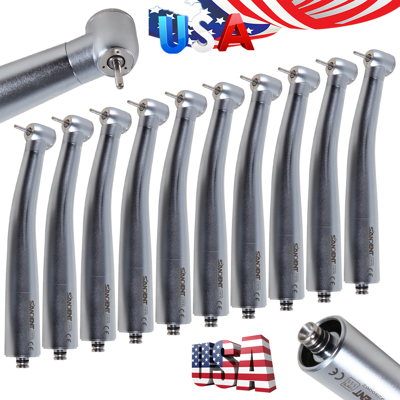 1-10Pcs SANDENT Dental High Speed Turbine Handpiece /NSK Style 4 Hole Coupler st