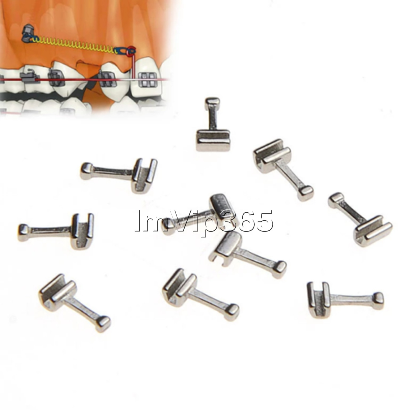 5 Packs 50 Pcs Dental Orthodontic Stainless Steel Crimpable Hook Long Type