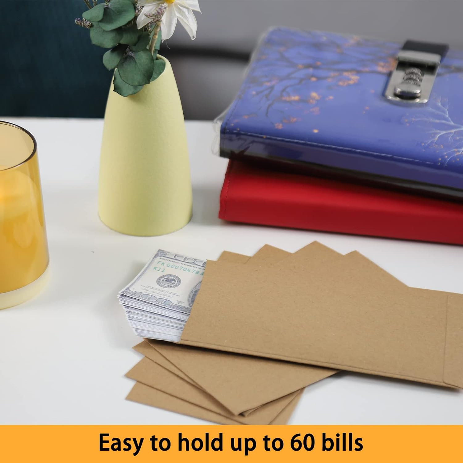 100 Pack Cash Envelopes Self Adhesive 6.7X3.5 Inch, Fit for Envelope Money Savin