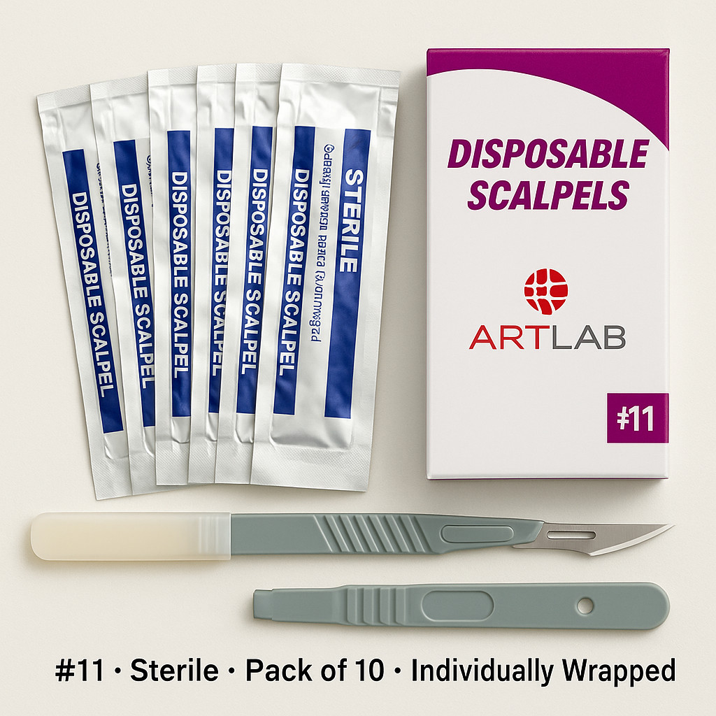 STERILE DISPOSABLE SCALPELS #11 – 10 PCS SINGLE USE-DENTAL,SURGICAL,DERMAPLANING