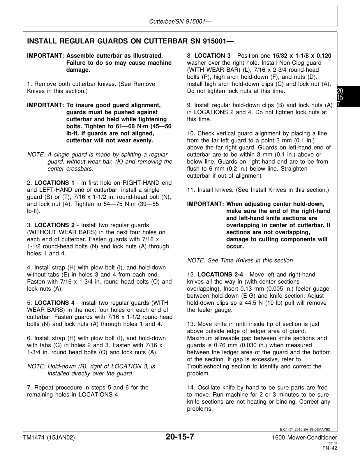 John Deere 1600 Mower-Conditioner Service Manual TM1474 USB