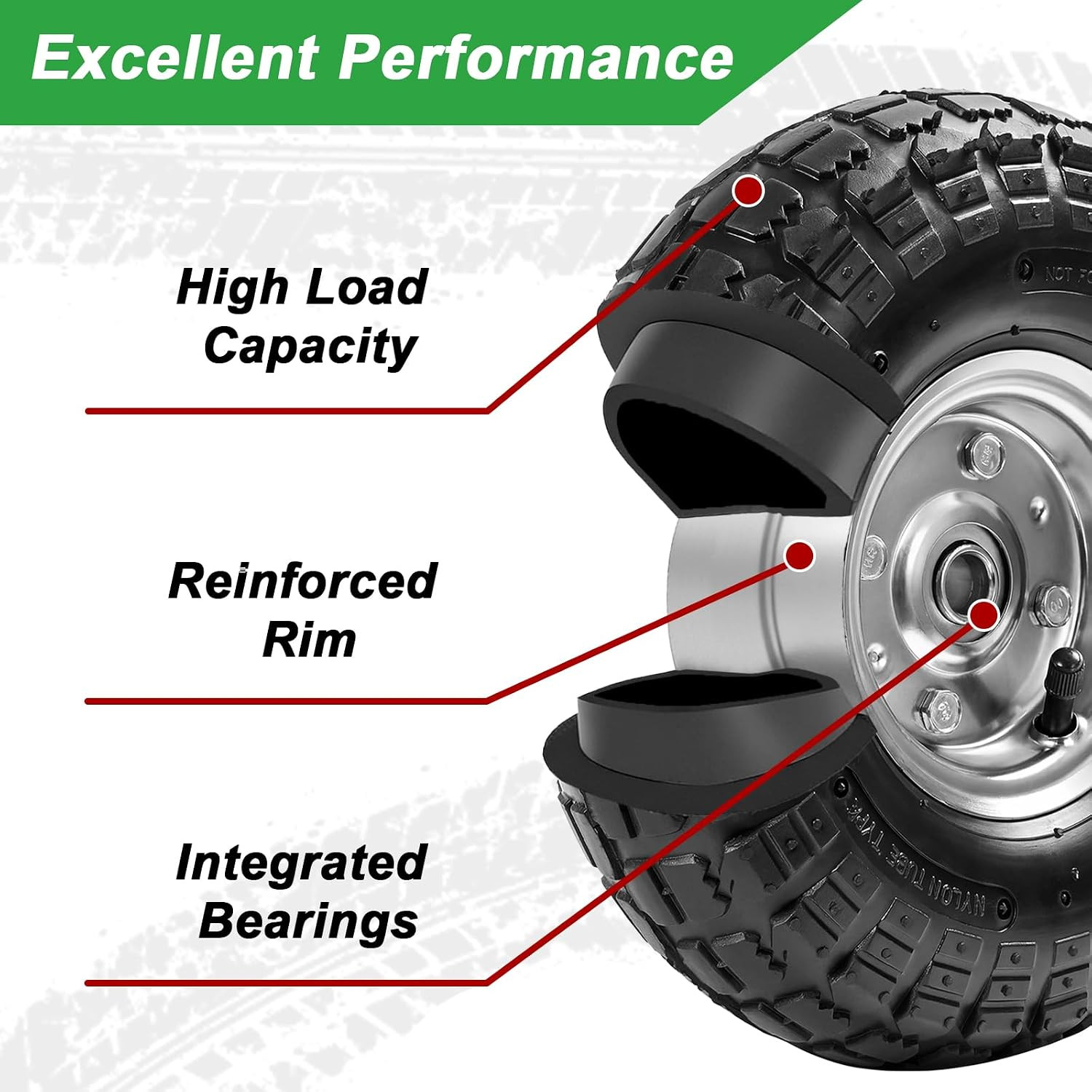 10″ Heavy-Duty Replacement Tires, 4.10/3.50-4″ for Gorilla Carts,Hand
