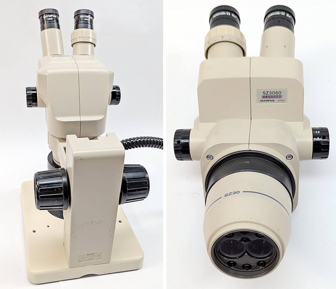 Olympus SZ30/SZ-30 StereoZoom Microscope w/SZ-ST Base/Fiber Light – Refurbished