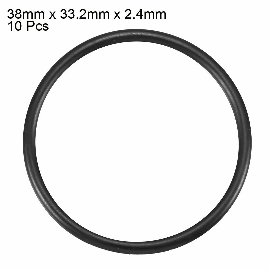 38mm x 33.2mm x 2.4mm Black Rubber O-Ring Oil Seal Gasket 10pcs