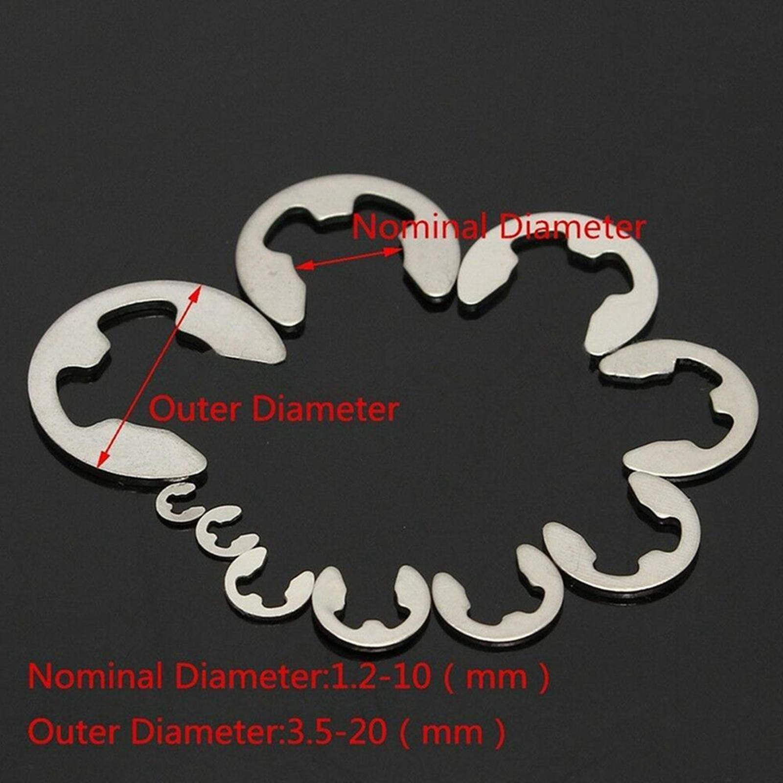 120 X Assorted M1.5 – M10mm Stainless Steel E Clips C Circlip Kit Retaining Ring
